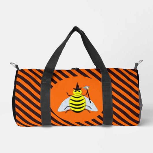 Halloween Magic Bee Witch oranje en Black Stripes Plunjezak (Voorkant)