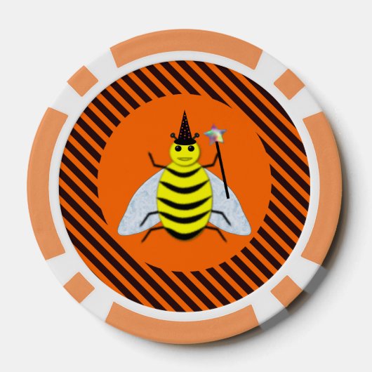Halloween Magic Bee Witch Oranje en Black Stripes Poker Chips (Achterkant)