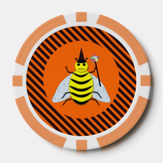 Halloween Magic Bee Witch Oranje en Black Stripes Poker Chips (Voorkant)