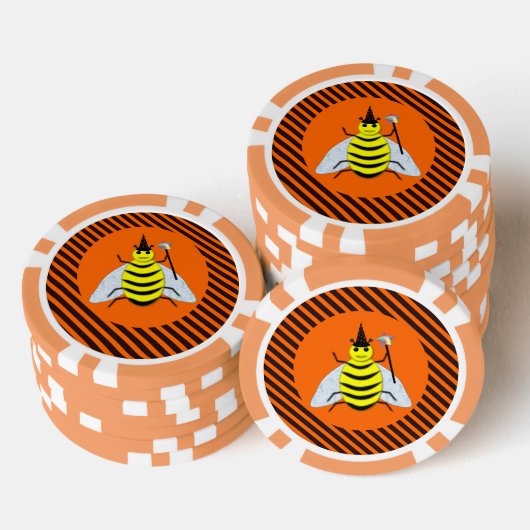 Halloween Magic Bee Witch Oranje en Black Stripes Poker Chips (Opstapeling)