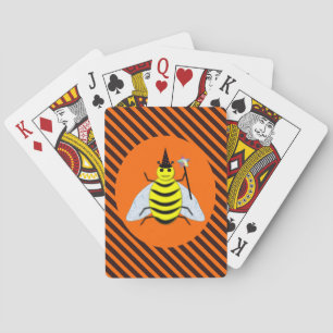Halloween Magic Bee Witch Oranje en Black Stripes Pokerkaarten