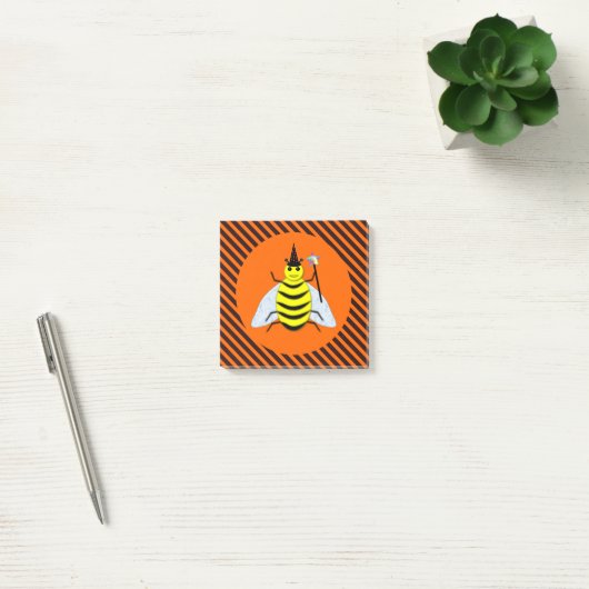 Halloween Magic Bee Witch Oranje en Black Stripes Post-it® Notes (Kantoor)