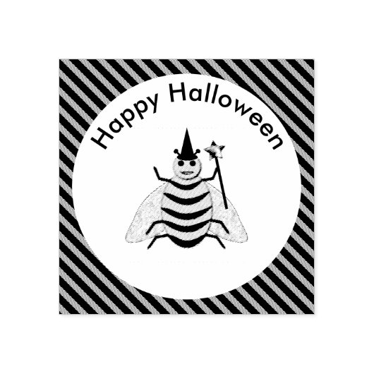 Halloween Magic Bee Witch Oranje en Black Stripes Rubberstempel (Afrduk)