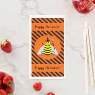 Halloween Magic Bee Witch Oranje en Black Stripes Servet
