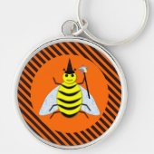 Halloween Magic Bee Witch Oranje en Black Stripes Sleutelhanger (Voorkant)