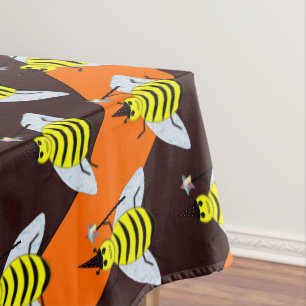 Halloween Magic Bee Witch Oranje en Black Stripes Tafelkleed