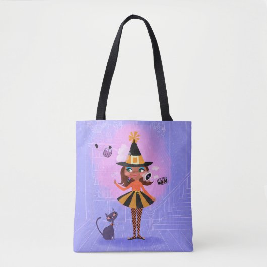 Halloween Magic Brown Hair Witch Tote Bag (Voorkant)
