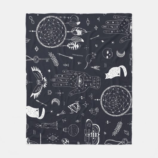 Halloween Magic: Doodle-patroon. Fleece Deken (Voorkant)