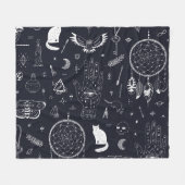 Halloween Magic: Doodle-patroon. Fleece Deken (Voorkant (Horizontaal))