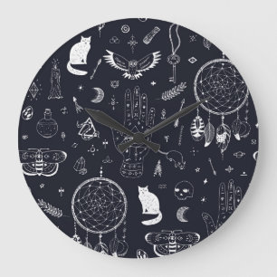 Halloween Magic: Doodle-patroon. Grote Klok