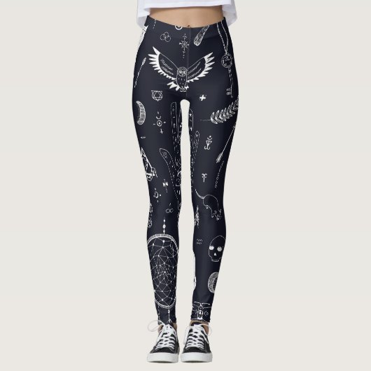 Halloween Magic:  Doodle-patroon. Leggings (Voorkant)