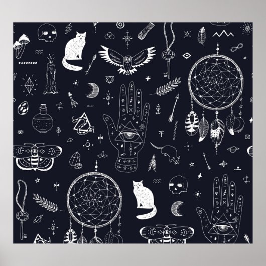 Halloween Magic:  Doodle-patroon. Poster (Voorkant)