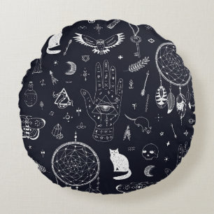 Halloween Magic: Doodle-patroon. Rond Kussen
