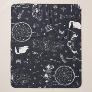 Halloween Magic: Doodle-patroon. Sherpa Deken