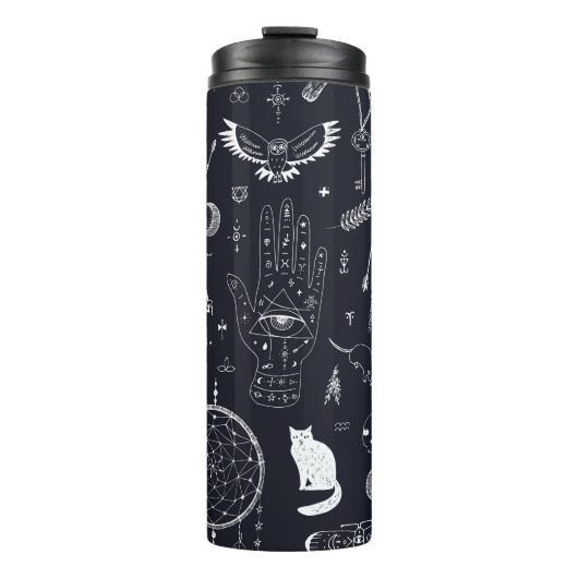 Halloween Magic: Doodle-patroon. Thermosbeker (Voorkant)
