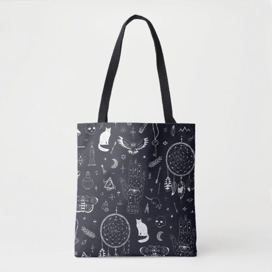 Halloween Magic: Doodle-patroon. Tote Bag (Voorkant)