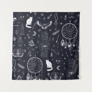 Halloween Magic: Doodle-patroon. Wandkleed