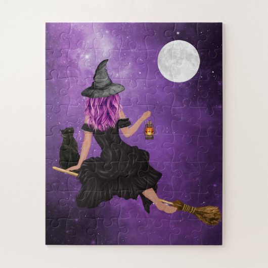 Halloween Magic Flying Witch Legpuzzel (Verticaal)