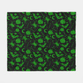 Halloween Magic Green Fleece Deken (Voorkant (Horizontaal))