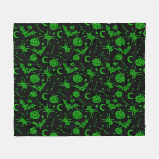 Halloween Magic Green Fleece Deken (Voorkant (Horizontaal))