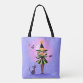 Halloween Magic Green Hair Witch Tote Bag (Achterkant)