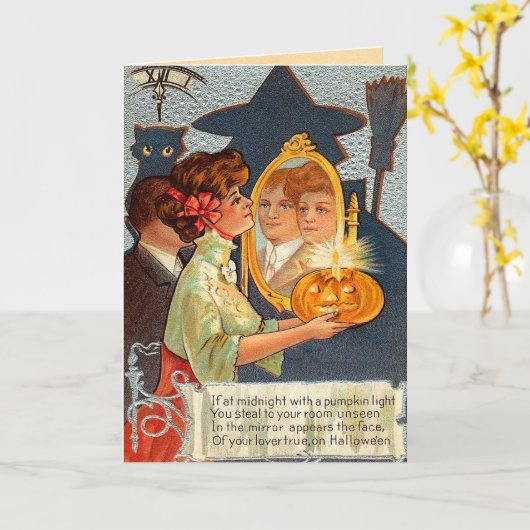 Halloween Magic Mirror Kaart (Gele Bloem)