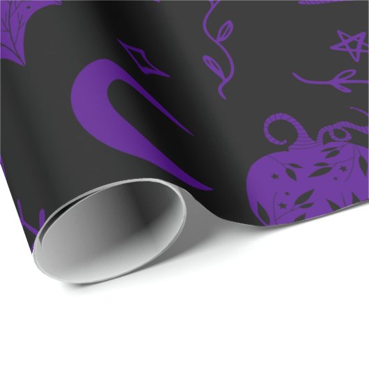 Halloween Magic Paars Cadeaupapier (Rol Hoek)