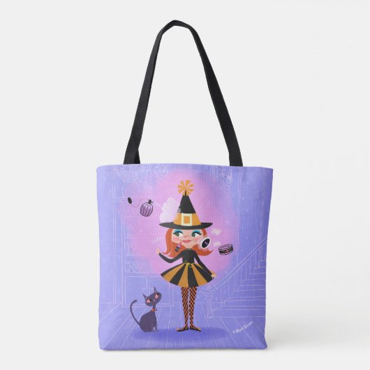 Halloween Magic Red Hair Witch Tote Bag (Achterkant)