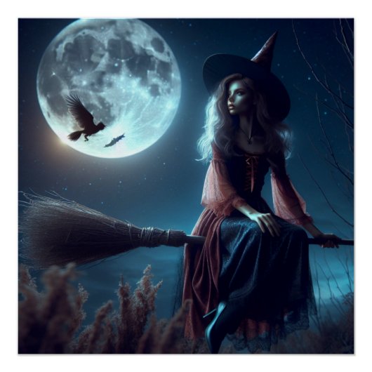Halloween Magical Fantasy Witch Art Poster (Voorkant)