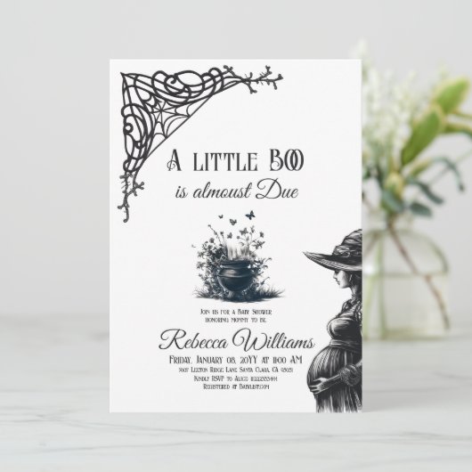 Halloween Magical Little Boo Zwart Baby shower Kaart (Staand voorkant)