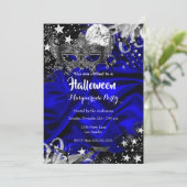 Halloween Magical Night Masquerade Party blue Kaart (Staand voorkant)