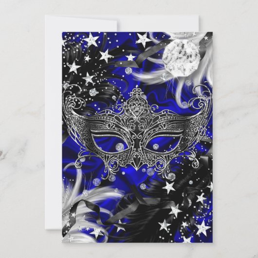 Halloween Magical Night Masquerade Party blue Kaart (Achterkant)