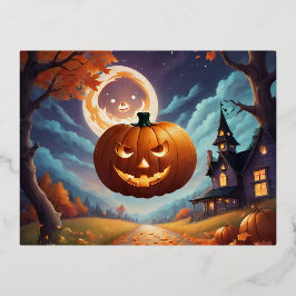Halloween magie onder de maan folie feestdagen briefkaart