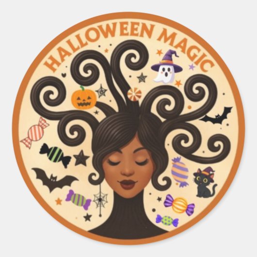 Halloween Magie Ronde Sticker (Voorkant)