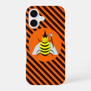 Halloween Magische Bij Heks Sinaasappel en Zwarte iPhone 16 Hoesje