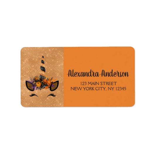 Halloween Magische Eenhoorn Glitter en Sparkle Etiket (Voorkant)