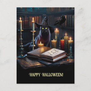 Halloween magische kattenboeken Raven Feestdagenkaart