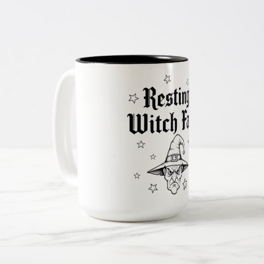 Halloween Magische Mok - Resting Witch Face & Star (Voorkant links)