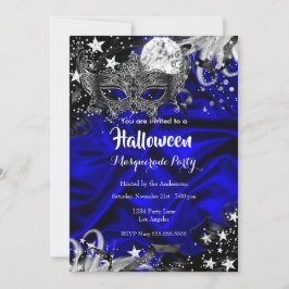 Halloween Magische Nacht Maskerade Feest blauw Kaart