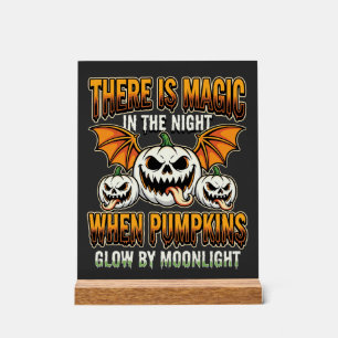Halloween Magische Pompoen Maneschijn Horror Vecto Acryl Bord