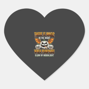 Halloween Magische Pompoen Maneschijn Horror Vecto Hart Sticker