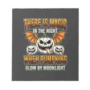 Halloween Magische Pompoen Maneschijn Horror Vecto Notitieblok