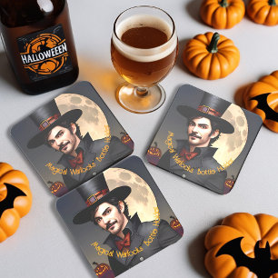 Halloween Magische Tovenaars Fleshouders Kartonnen Onderzetters