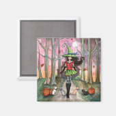 Halloween Magneet Heks en Katten (Voorkant / Achterkant)
