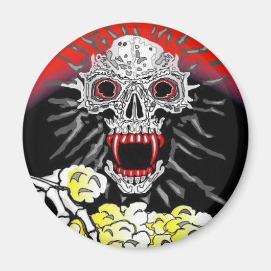 Halloween magneet skelet eten beboterde popcorn (Voorkant)