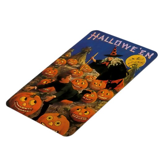  Halloween Magnet met heks en pompoenen Magneet (Linkerzijde)