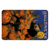 Halloween Magnet met heks en pompoenen Magneet (Horizontaal)