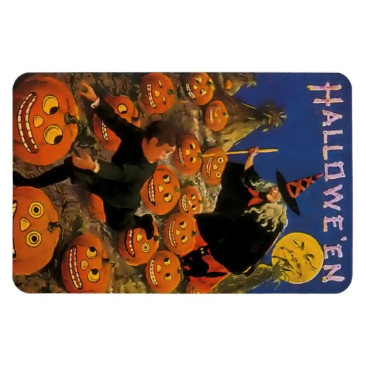  Halloween Magnet met heks en pompoenen Magneet (Horizontaal)