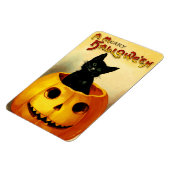 Halloween Magnet met zwarte kat en pompoen Magneet (Linkerzijde)