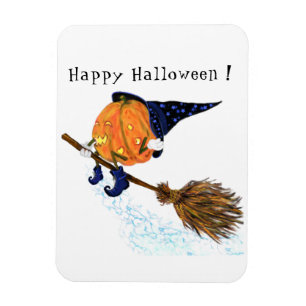Halloween Magnet Witch Pumpkin Flying Broom Magneet